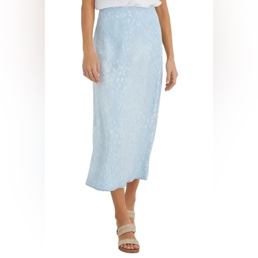 Bella Dahl Light Blue Animal Print Jacquard Chambray Skirt